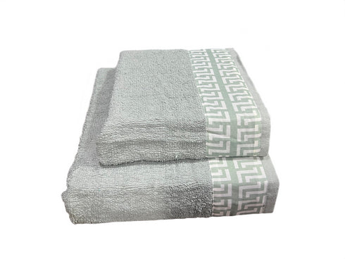 SET COPPIA ASCIUGAMANI IN SPUGNA "STAMPA GRECA"