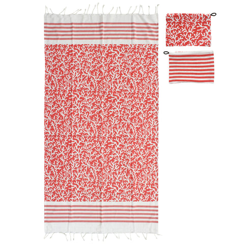 PAREO + POCHETTE CORAL