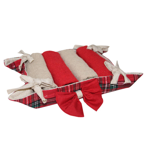 CESTINO LAVETTE SCOTLAND - SET 4 LAVETTE IN SPUGNA