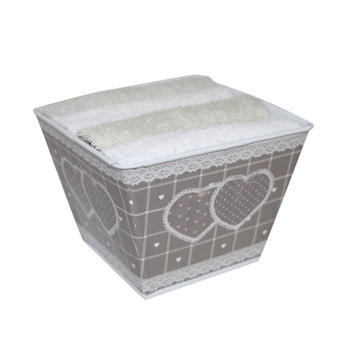 CESTINO LAVETTE SHABBY - SET 4 LAVETTE IN SPUGNA