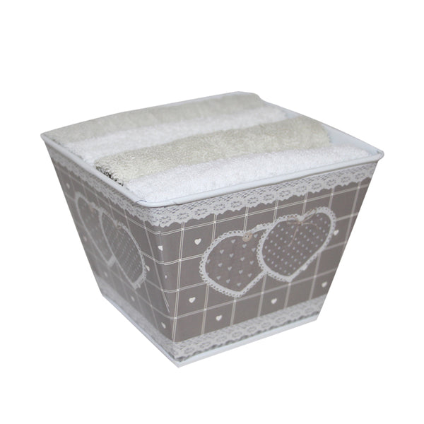 CESTINO LAVETTE SHABBY - SET 4 LAVETTE IN SPUGNA