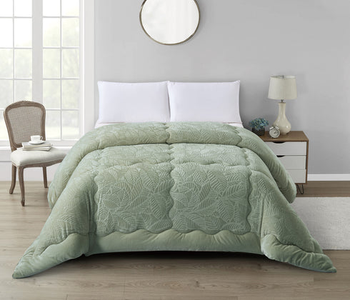 TRAPUNTA MATRIMONIALE IN VELLUTO "LEAVES"