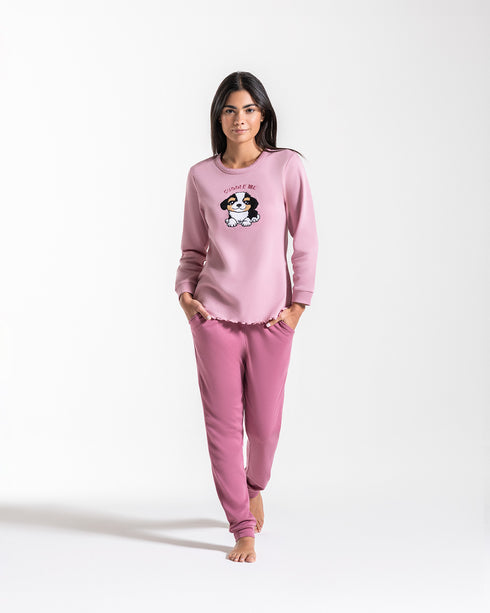 PIGIAMA DONNA CALDO COTONE "RIGATONE"