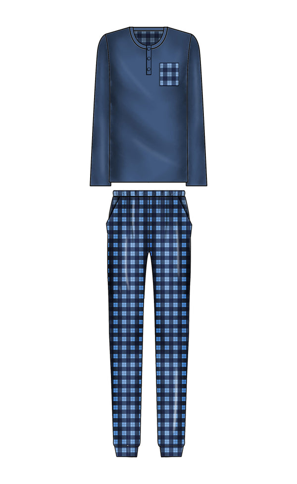 PIGIAMA UOMO IN PILE "SCACCHI"