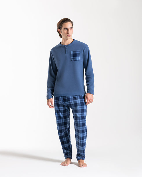 PIGIAMA UOMO IN PILE "SCACCHI"