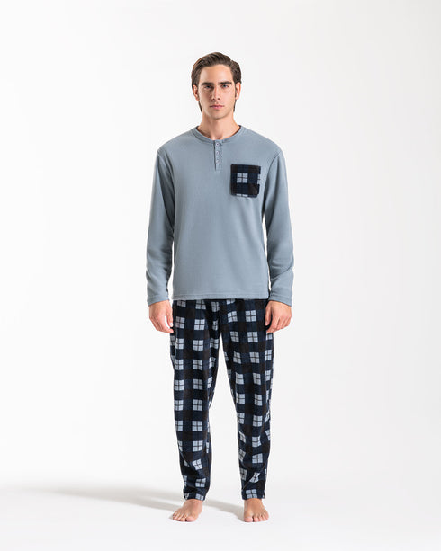 PIGIAMA UOMO IN PILE "SCACCHI"