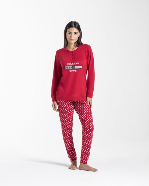 PIGIAMA DONNA NATALIZIO IN CALDO COTONE STELLINA