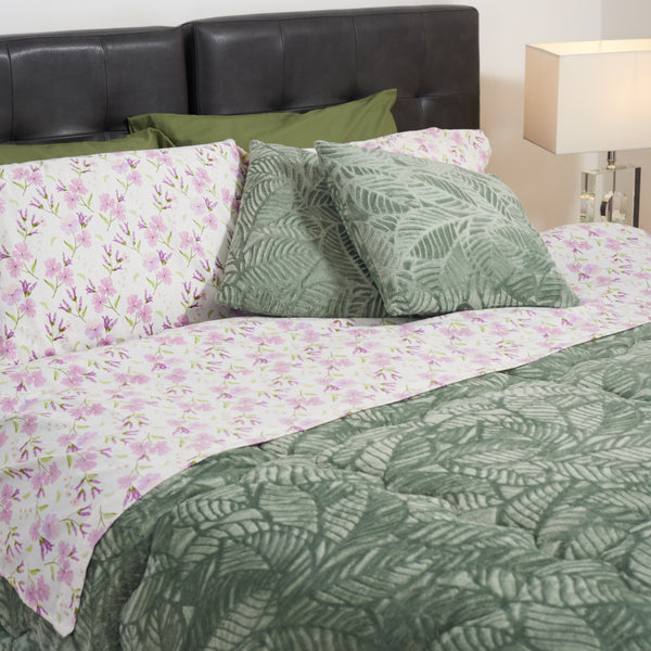 TRAPUNTA MATRIMONIALE IN VELLUTO "LEAVES"