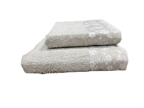 SET COPPIA ASCIUGAMANI IN SPUGNA "STAMPA FIORE"