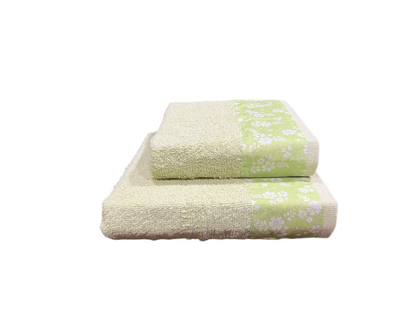 SET COPPIA ASCIUGAMANI IN SPUGNA "STAMPA FIORE"