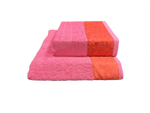 SET COPPIA ASCIUGAMANI IN SPUGNA "STAMPA ANCORA"