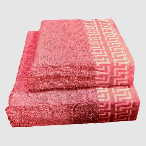 SET COPPIA ASCIUGAMANI IN SPUGNA "STAMPA GRECA"