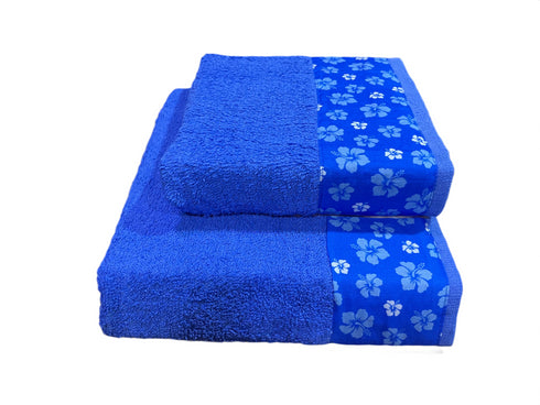 SET COPPIA ASCIUGAMANI IN SPUGNA "STAMPA IBISCO"