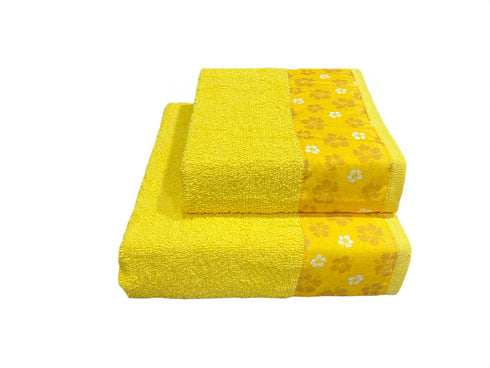 SET COPPIA ASCIUGAMANI IN SPUGNA "STAMPA IBISCO"