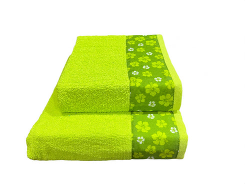 SET COPPIA ASCIUGAMANI IN SPUGNA "STAMPA IBISCO"