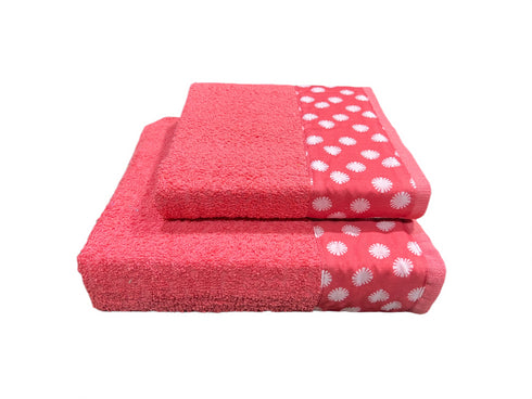 SET COPPIA ASCIUGAMANI IN SPUGNA "STAMPA SOLE"