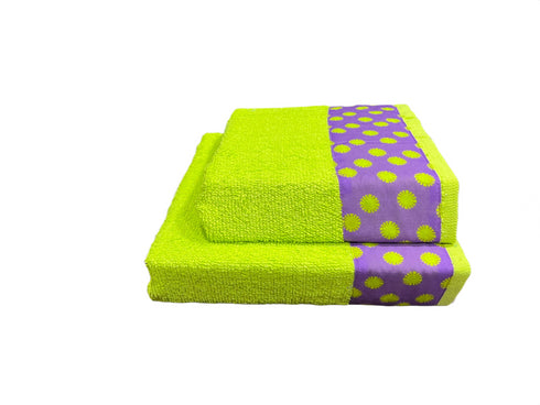 SET COPPIA ASCIUGAMANI IN SPUGNA "STAMPA SOLE"