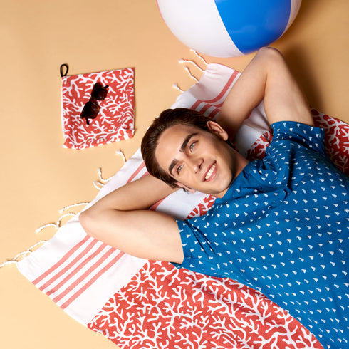 PAREO + POCHETTE CORAL