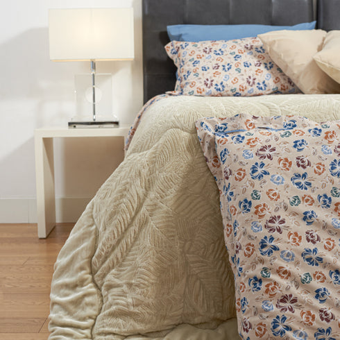 TRAPUNTA MATRIMONIALE IN VELLUTO "LEAVES"