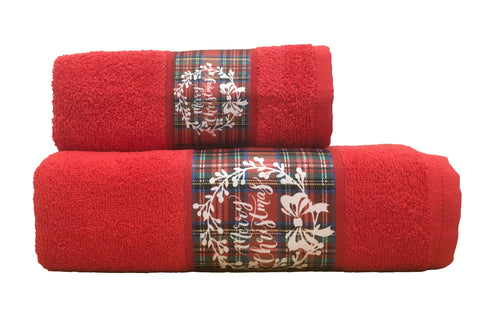 ASCIUGAMANO + OSPITE TARTAN - SET ASCIUGAMANI NATALIZI