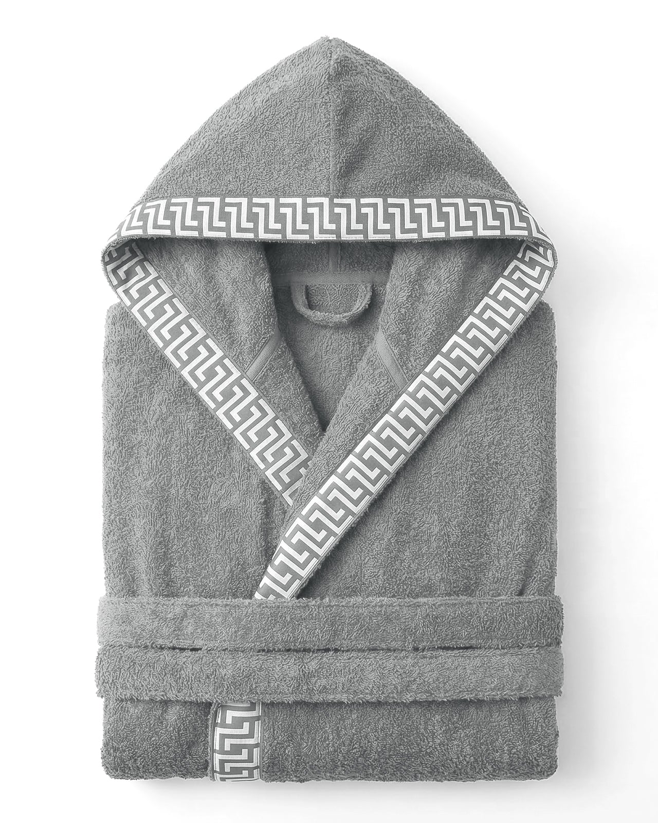 Accappatoio in spugna unisex con cappuccio Greca