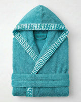 Accappatoio in spugna unisex con cappuccio Greca