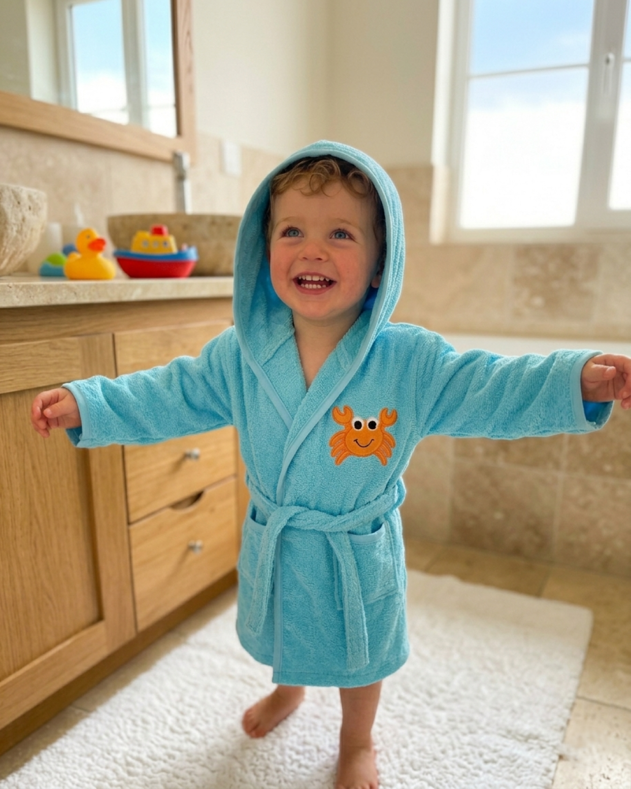 Accappatoio baby in spugna Crab