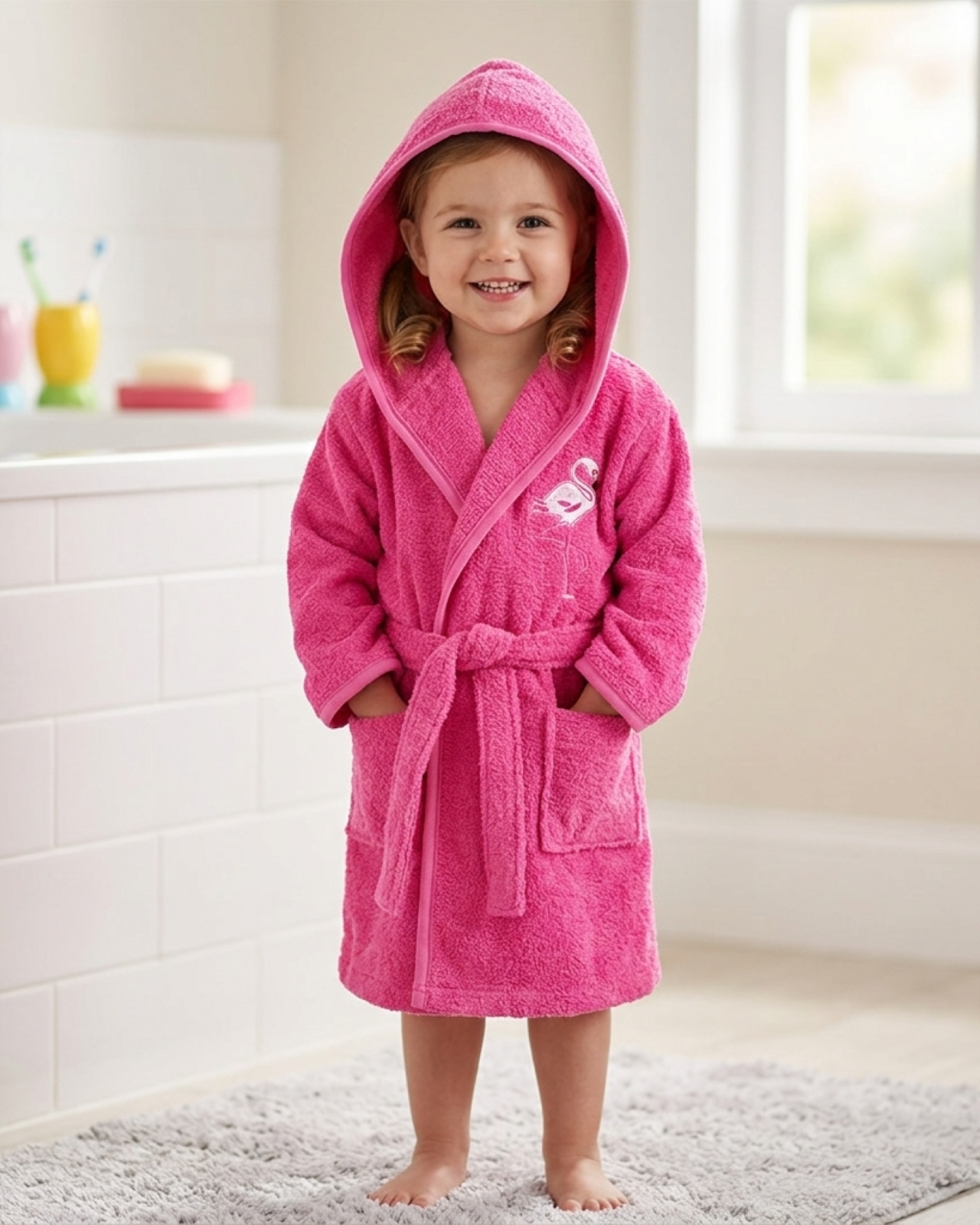 Accappatoio baby in spugna Flamingo