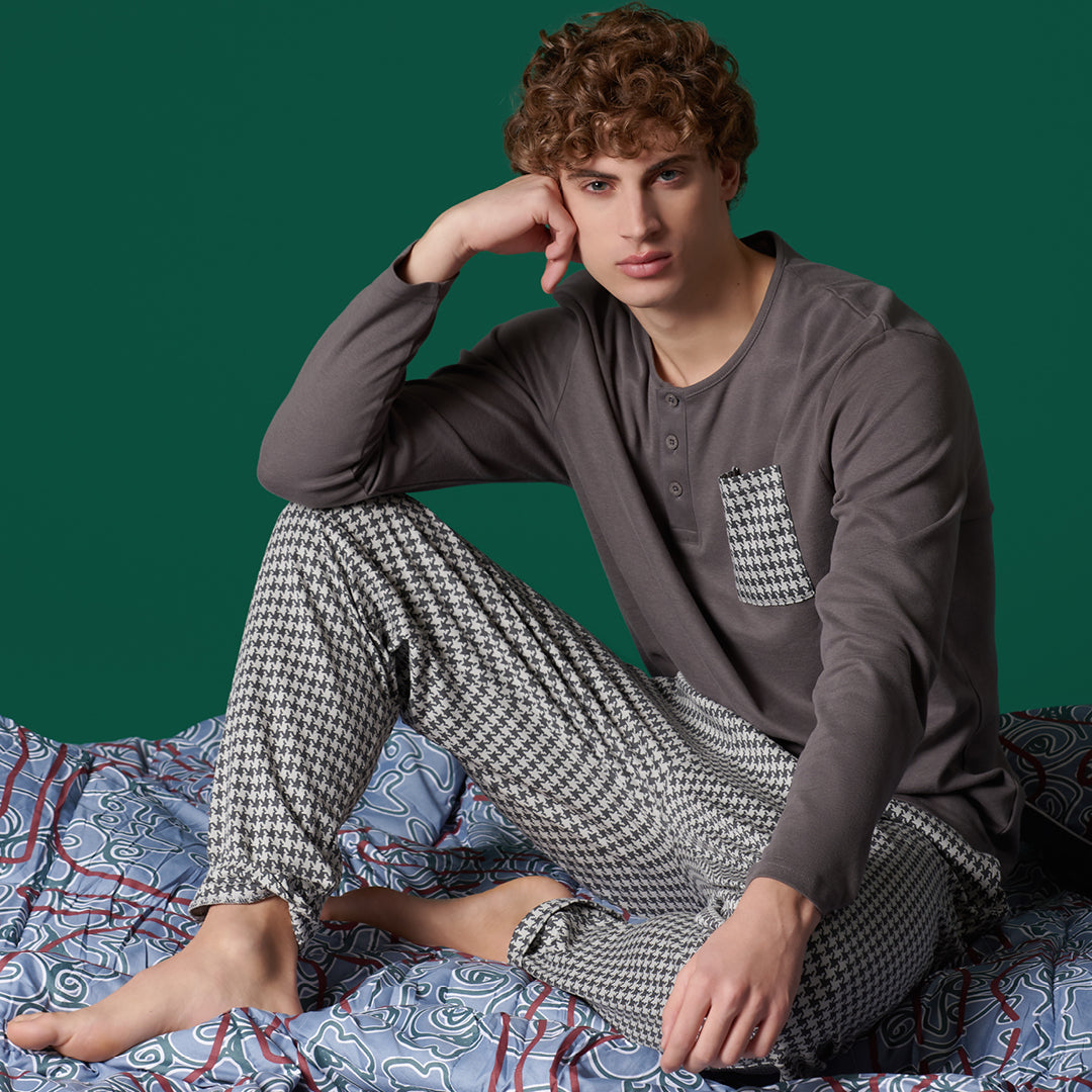 Pyjama Set Pigiama Uomo Corto Tezenis Camicia Da Notte Uomo Tezenis