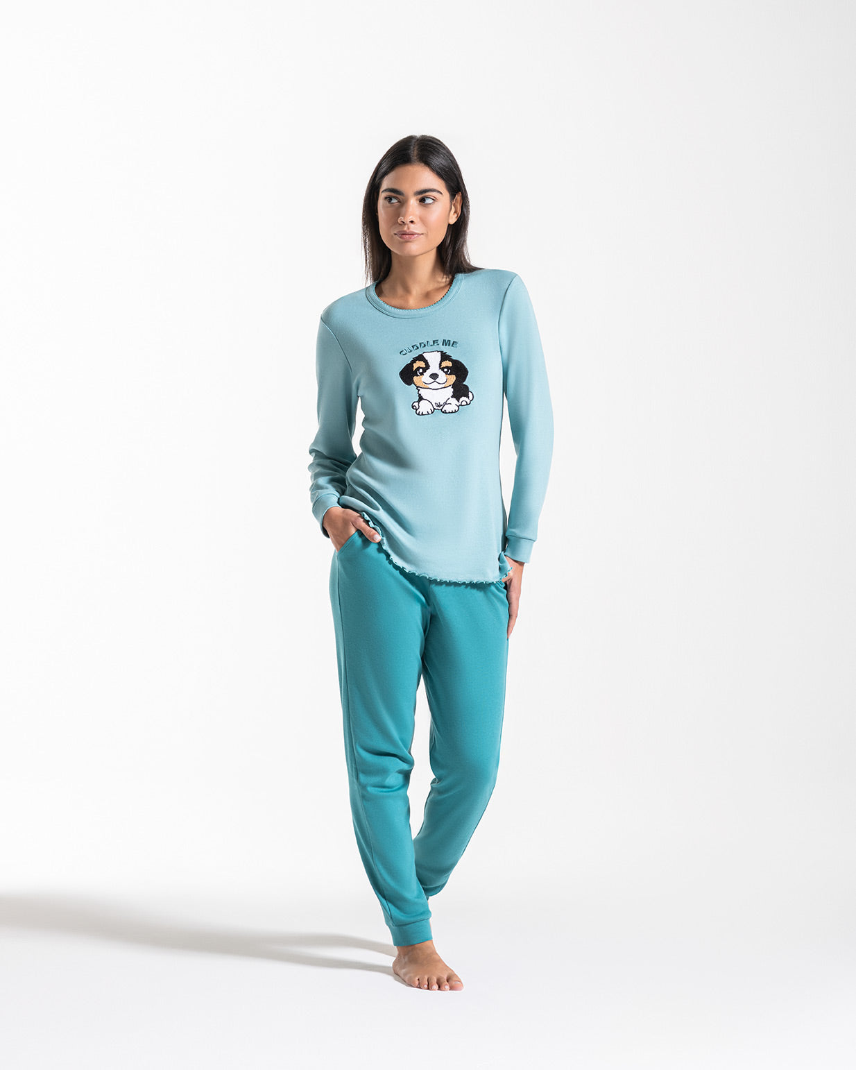 PIGIAMA DONNA CALDO COTONE "RIGATONE"